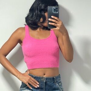 Amazon the drop pink furry cropped tank